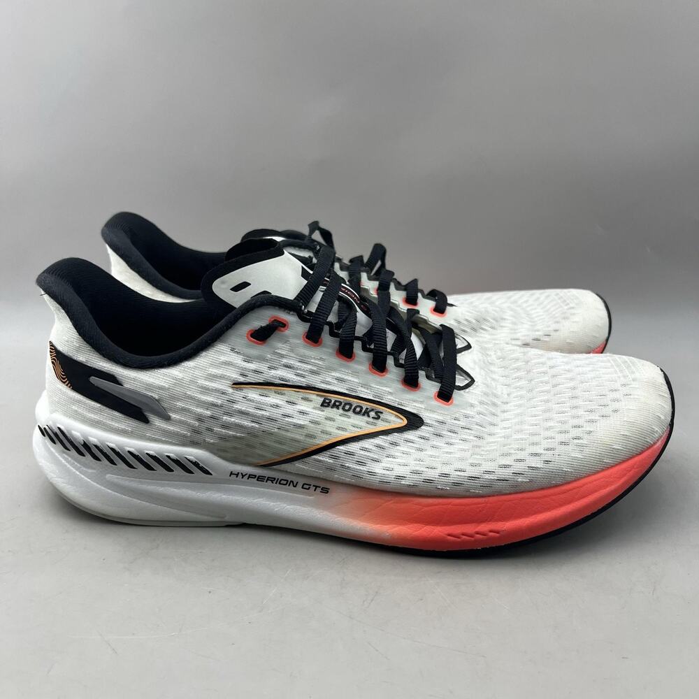 Brooks Hyperion GTS Running Shoes Men Size 10.5 D White Red Comfort Low Sneakers